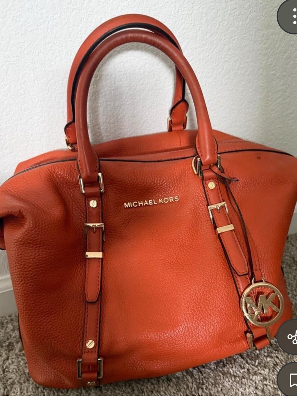 Michael Kors Burnt Orange Leather Satchel with Gold Hardware